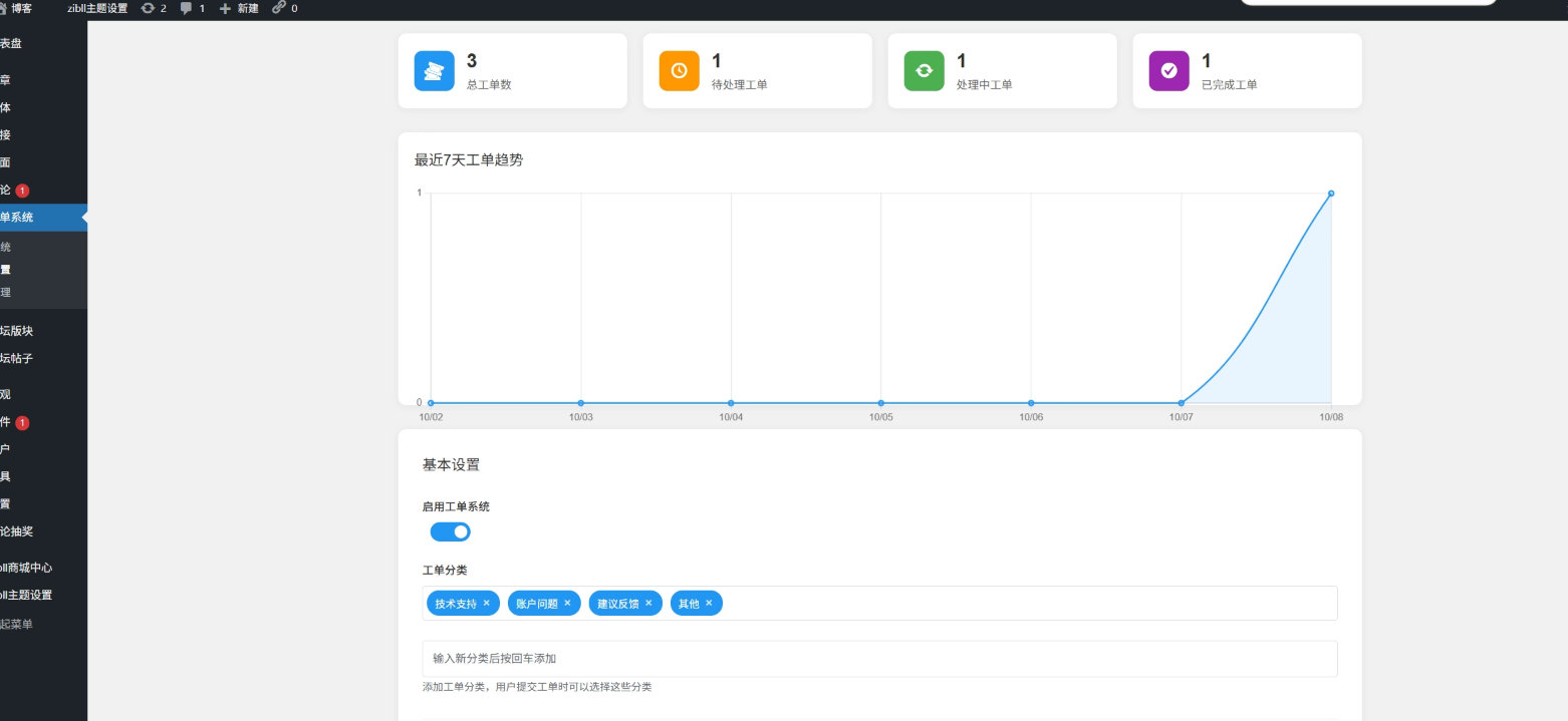 WordPress子比主题客服工单系统插件开源版:修复邮箱提醒功能,支持二开插图1_崭新源码 WordPress子比主题客服工单系统插件开源版:修复邮箱提醒功能,支持二开插图1_崭新源码