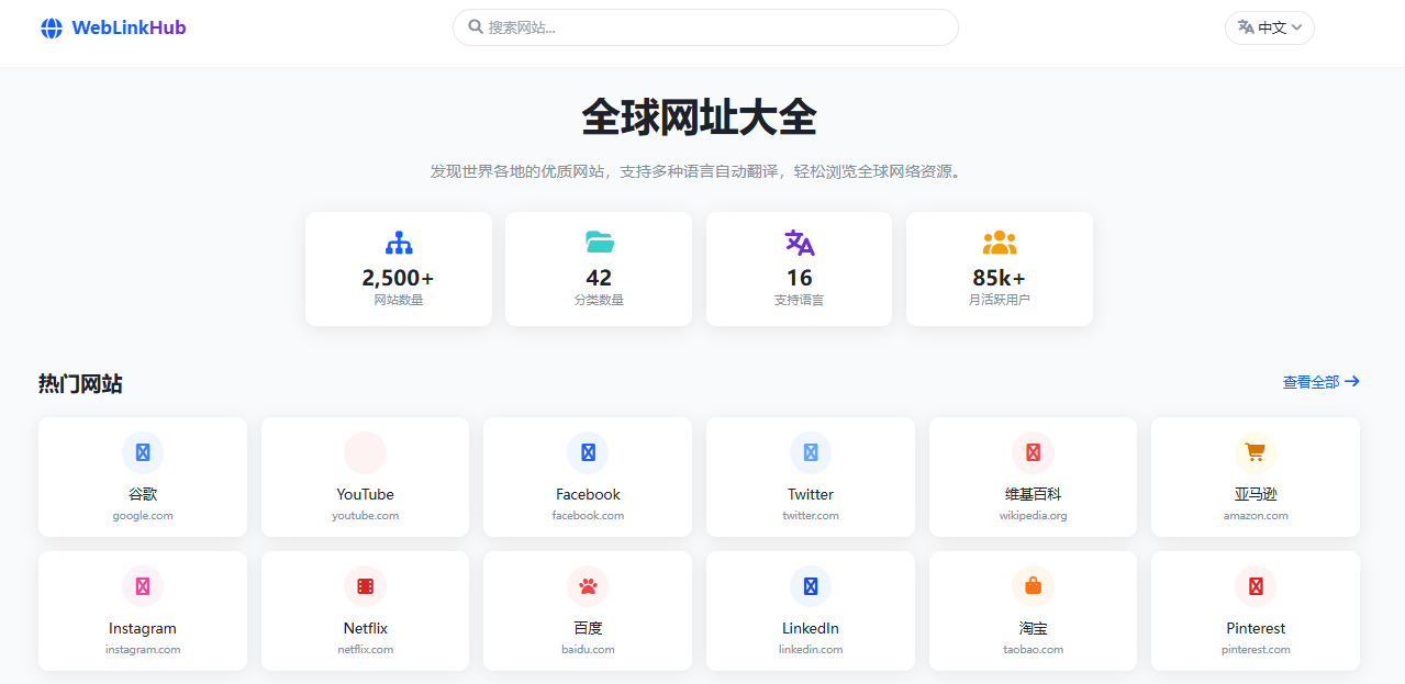 多语言适配+精美设计,打造超实用HTML单页网址导航模板插图_崭新源码 多语言适配+精美设计,打造超实用HTML单页网址导航模板插图_崭新源码