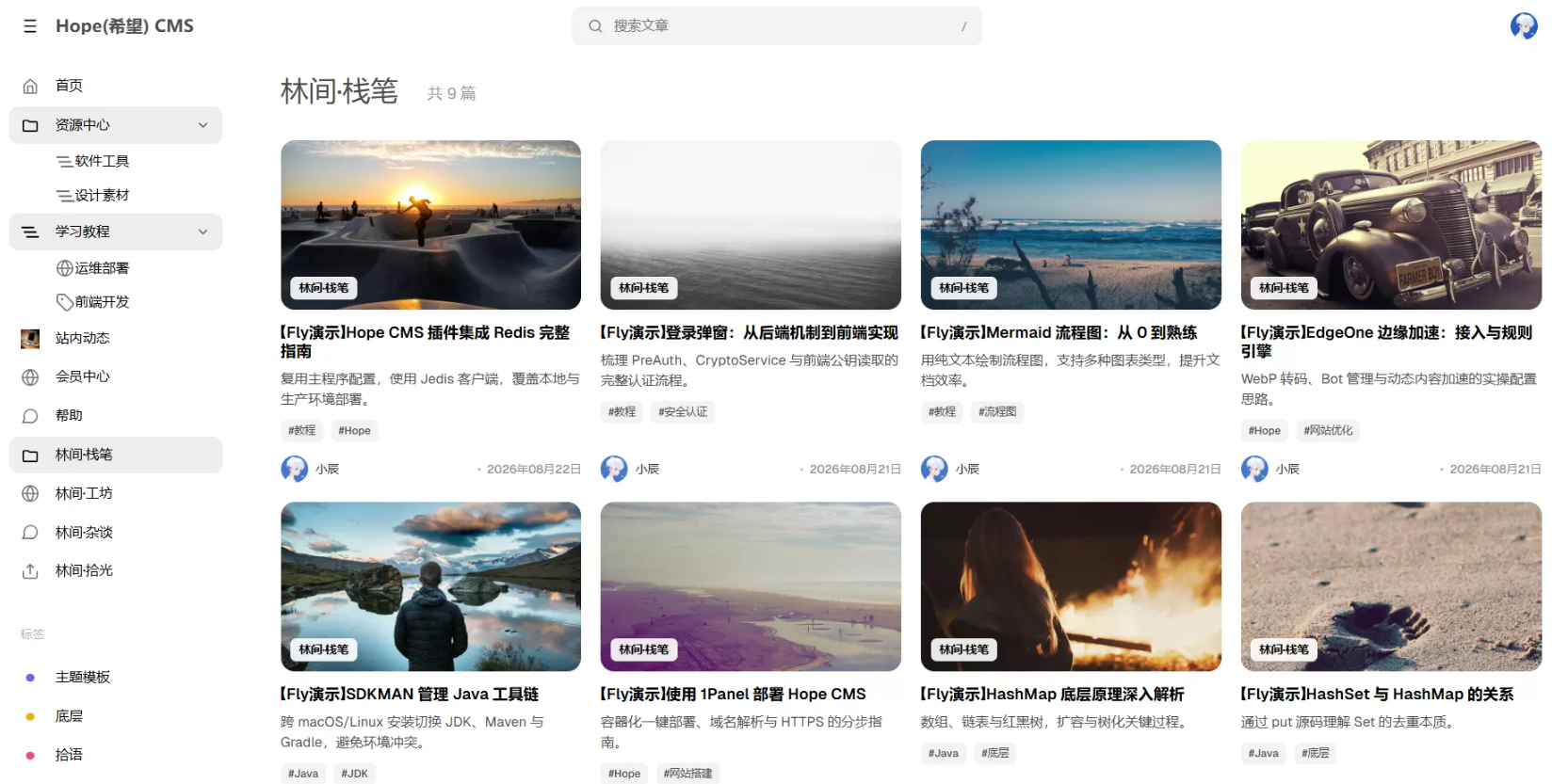 Hope CMS Fly主题 轻量博客沉浸式内容站模板插图_崭新源码 Hope CMS Fly主题 轻量博客沉浸式内容站模板插图_崭新源码