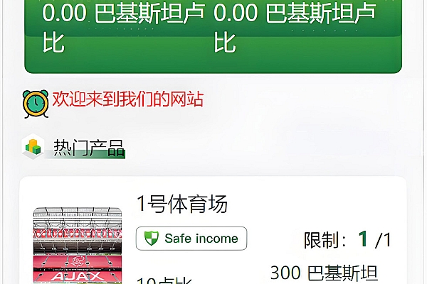 ⚽海外足球体育场投资理财源码，功能单一但基础功能完备