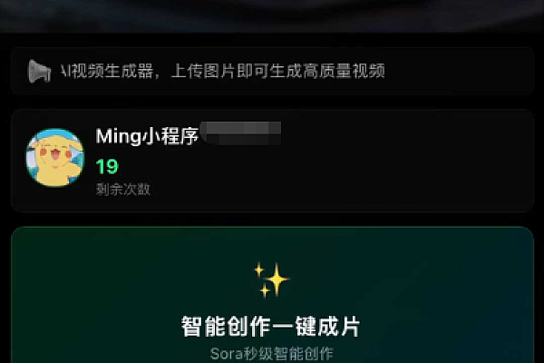 Sora2图片转视频小程序：AI生成+会员变现+广告分润