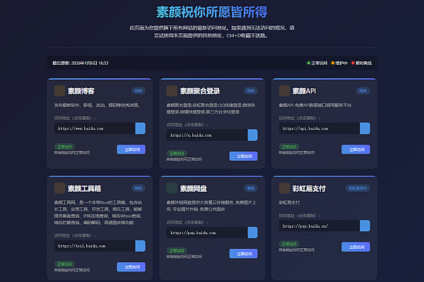 素颜永久发布页源码：多合一智能导航页源码 | 多站点管理+响应式设计