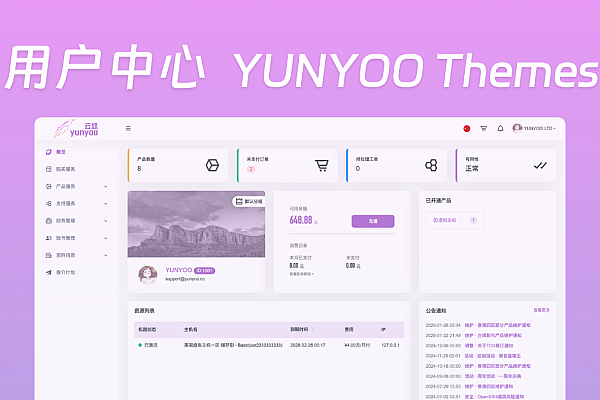 YUNYOO Themes：智简魔方财务系统会员中心+购物车开源模板