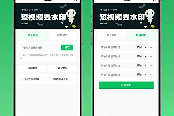 短视频去水印提取小程序源码，支持二次开发与流量主变现